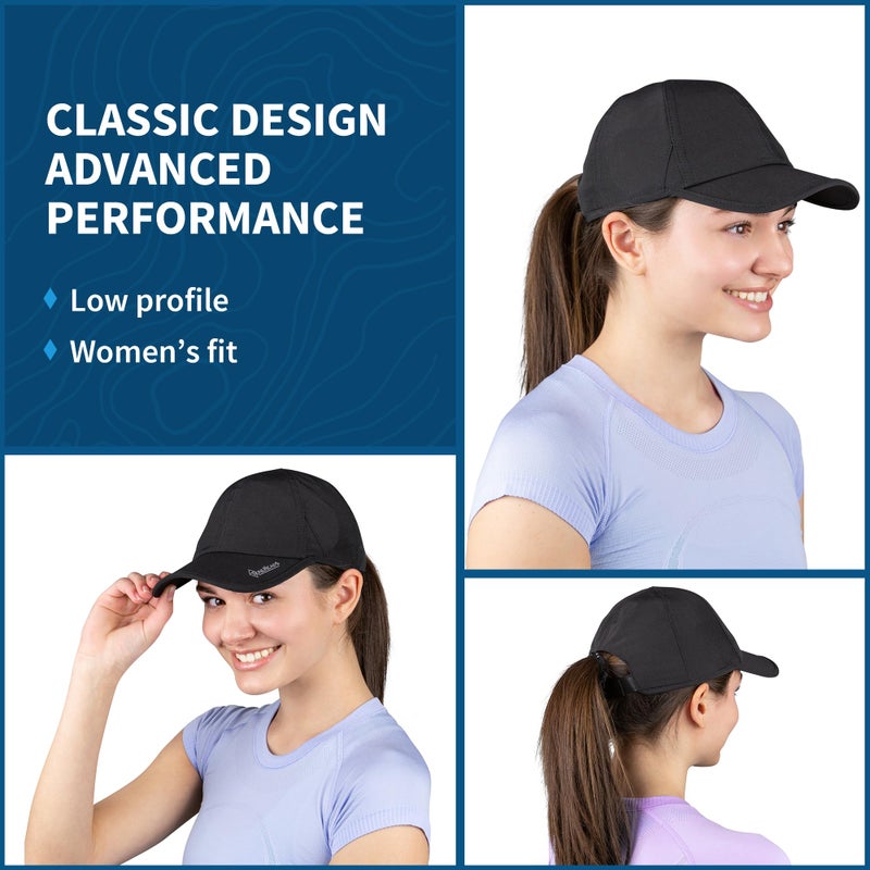 TrailHeads UV Protection Running Hats for Women, 50+ UPF - Summer Hats for Women Baseball Cap - Tennis, Golf, Gym, Workout Black - Image 2